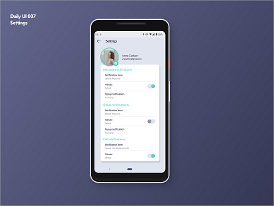 Settings | Daily UI 007 android app dailyui dailyui007 message app setting ui ui ux design ux ux design