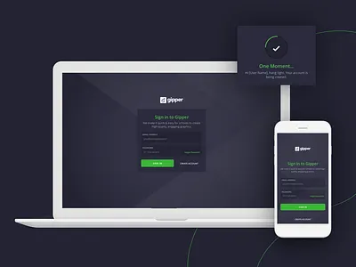 Gipper - Login app dark dark app dark background design green login login page responsive design web