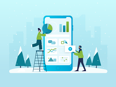 Winter Marketing Campaigns analytics business character design illustration marketing marketing campaign social media website