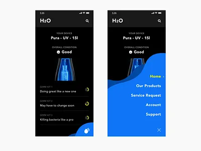 Water purifier dark dark app fun purifier ui water