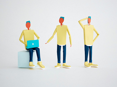 Paper Character character computer human laptop laptops paper person poses sitting standing