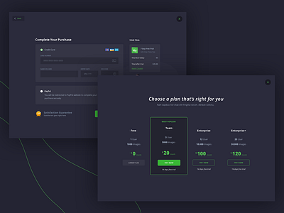 Gipper - Pricing and Checkout checkout checkout page dark dark interface dark ui dark web app green pricing pricing page pricing plans pricing table