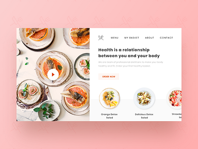 Freebie - Dietbasket Landing Page Concept adobexd basket clean design diet dish fitness free freebie freebie xd health inspiraldesign interface design landing page madewithxd salad simple design ui ux design ui web web