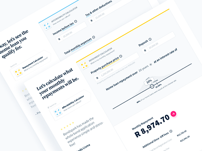 Bondspark Calculators calculator home loan interface ui ux design website