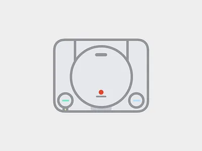 PSone console flat illustration outlines playstation retrogaming stickers videogames