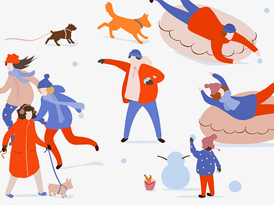 Winter holiday design dog happy holidays illustation merrychristmas new year people snow winter winter holiday