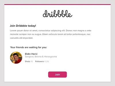 Join Dribbble debut join letter