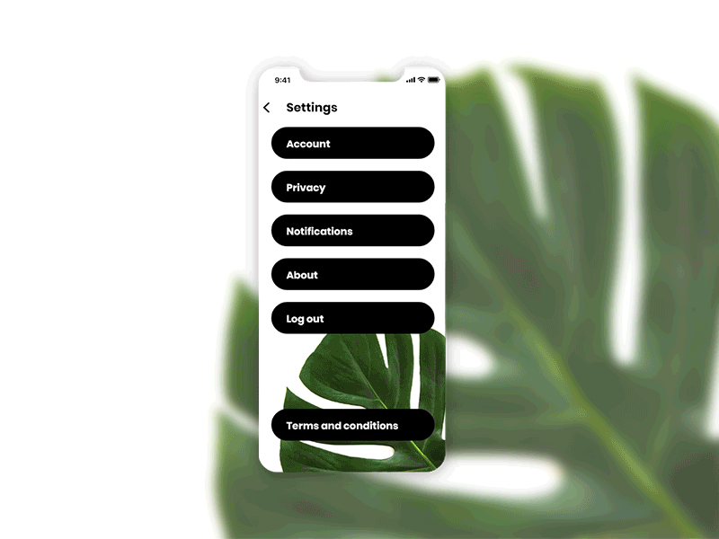 Settings screen interaction adobe animation app apple applicaiton black clean daily dailyui design flat flat design ios iphone minimalist mobile ui ui ux ui ux design white