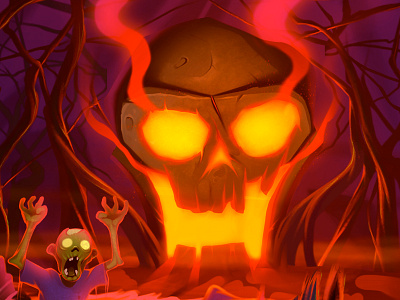 Illustration for Halloween cartoon cartoon halloween illustration skull zombie