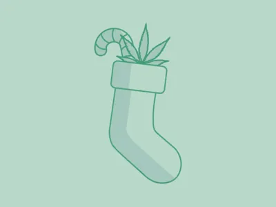 Happy Holidays! candy cane cannabis christmas festive holiday holiday design marijuana minimal pot stocking stocking stuffers vector weed winter xmas