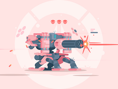 Bastion bastion character flat illustration overwatch vector weapon