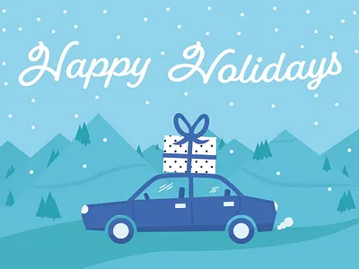 Mighty Ai Holiday Postcard car holiday card illustration postcard