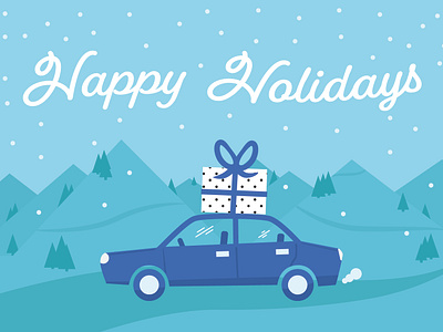 Mighty Ai Holiday Postcard car holiday card illustration postcard