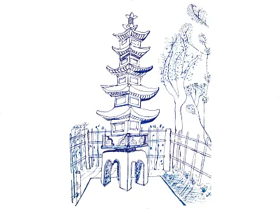 Japanese Garden japanese japanese garden pen sketch san mateo