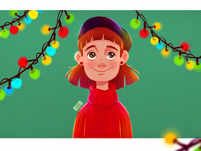 Christmas lights 🎄 aniamtion character character design christmas christmas card digital art digital drawing digital illustration drawing girl graphic design greeting card illustration painting