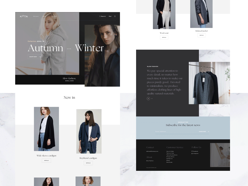 Kota design elegant fashion minimal simple user interface web ui web ux website