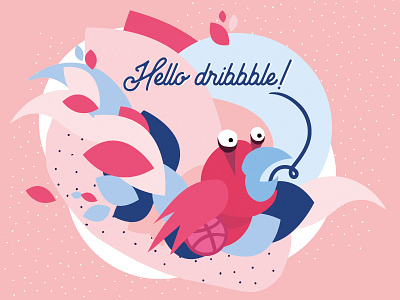 Hello Dribbble :) debut design dribbble first shot hello dribbble illustration pink web welcome