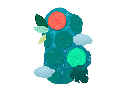 Rainy Day illustration leaf rain ui umbrella water