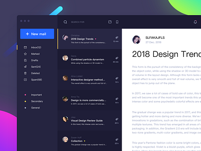 Inbox blue contact design gradient green illustration inbox inbox app mail pink ui web