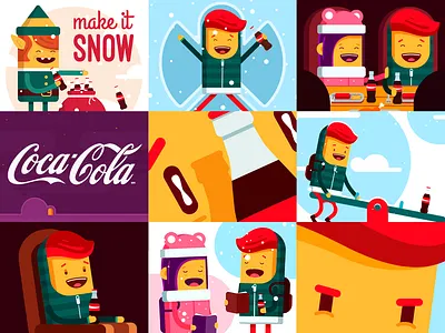 Coca-Cola GIF Language boy cartoon christmas cocacola comic flat funnel funny gif girl snow vector xmas