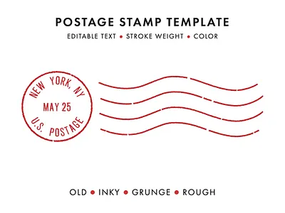 Postage Stamp Template Set badge branding design editable grunge illustration inky label logo mail old patch postmark retro rough seal stamp template vector vintage