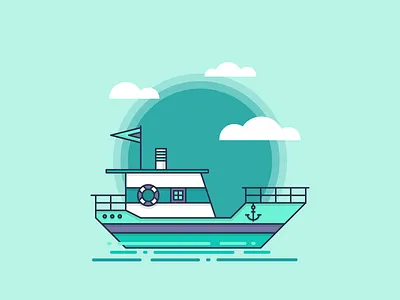 The Ship boat clouds illustration sea ship