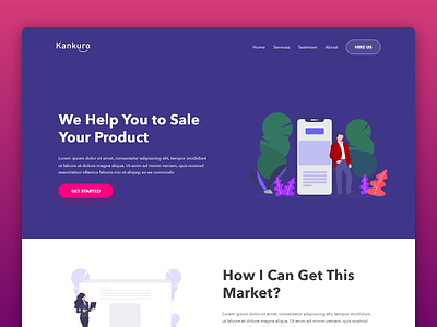 kankuro web toys market aplication app blue branding clean dark design flat header homepage illustration leanding page simple typography ui website