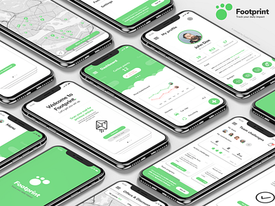 Footprint: Environmental gamification app app concept design environment flat gamification green ios