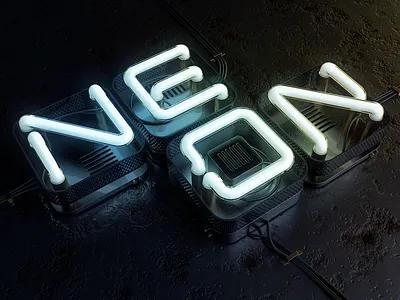 N.e.o.n. neon c4d black box square