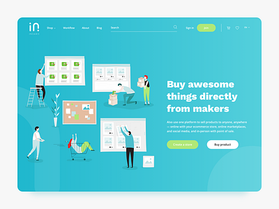 Insake design e commerce illustration iot landing site store ui ux vector