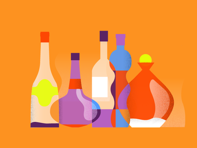 CNN - Live Longer alcohol bottles colors drinks editorial habits illustration illustrator textures