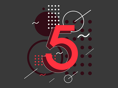 5 5 black dribbble illustration new red white