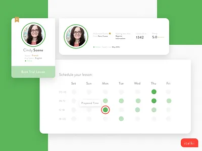 Italki Schedule Trial Lesson app app design design layout ui uiux web