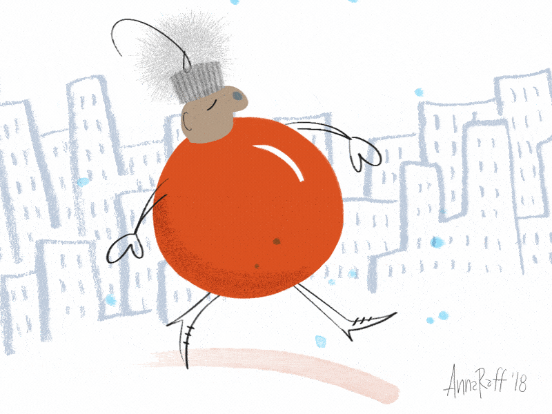 Christmas Ball Bob animation character christmas christmas ball city editorial fashion gif holiday humor humorous illustration illustration snow snow flakes walk walk cycle winter