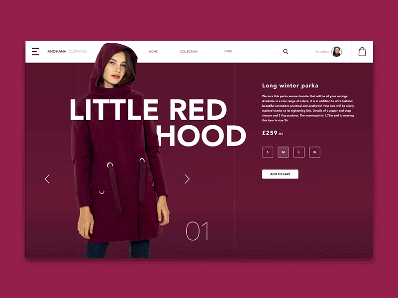 Little Red Hood clothing store interface invision studio ui ux web interface