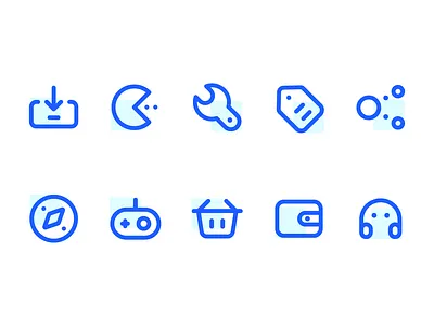 entertainment icons blue browser card download entertainment game headphone icon line linear minimal music pacman price safari setting share shopping tag wallet