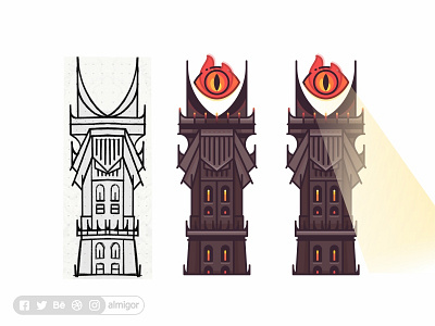 Barad Dur 👁 art badge barad dur bilbo design eye eye of sauron frodo gandalf hobbits illustration lotr mordor nazgul outline ring sauron shire the eye of sauron tower