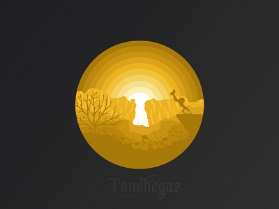 The Golden Cliff circle cliff design firewatch flat illustration landscape trafficlight vector yellow