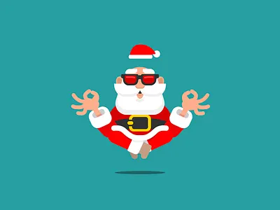 Santa Claus Levitating christmas flat design floating levitating minimalist papa noel red santa claus sunglasses vector illustration xmas