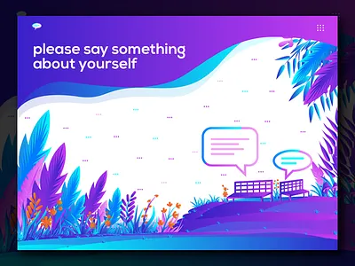 Please say something about yourself design forest gradient illustration jungle landing page illustration leaf relaxing ui vector