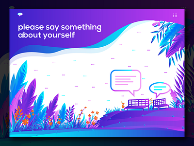 Please say something about yourself design forest gradient illustration jungle landing page illustration leaf relaxing ui vector