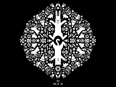 Festive Season black white caleidoscopen christmas holidays illustration os and jo show pattern