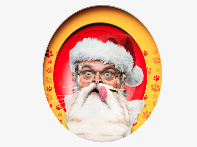 Kitty Claus beard cat beard cattle christmas food footprint friskies happy kitty merry moustache noel pet petfood photoshop santa claus surprise surprised tongue xmas