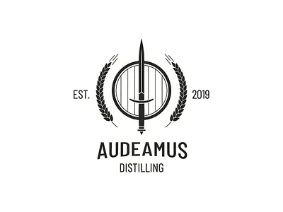 Audeamus Distilling / Logo Design adobe illustrator branding branding and logo design branding identity dagger distillation distilling icon identity and branding keg logo logo design modern logo wheat