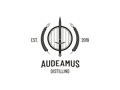 Audeamus Distilling / Logo Design adobe illustrator branding branding and logo design branding identity dagger distillation distilling icon identity and branding keg logo logo design modern logo wheat