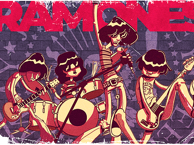 The ramones deedee ramone digital 2d digital art drawing illustration joey ramnone johnny ramone photoshop texture tommy ramone
