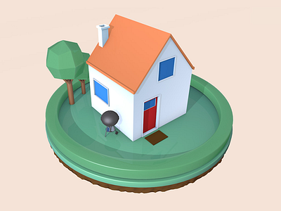 House, Cinema 4d practice cinema 4d home house plastic polygon tree