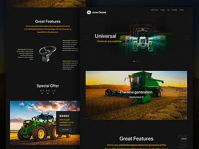 John Deere landing design home homepage landing landing page offer tractor ui ux webdesign