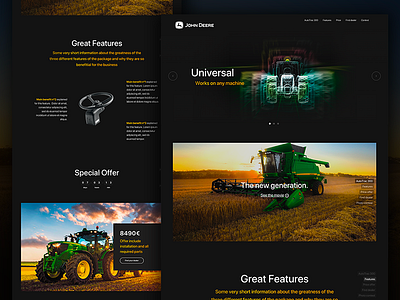 John Deere landing design home homepage landing landing page offer tractor ui ux webdesign