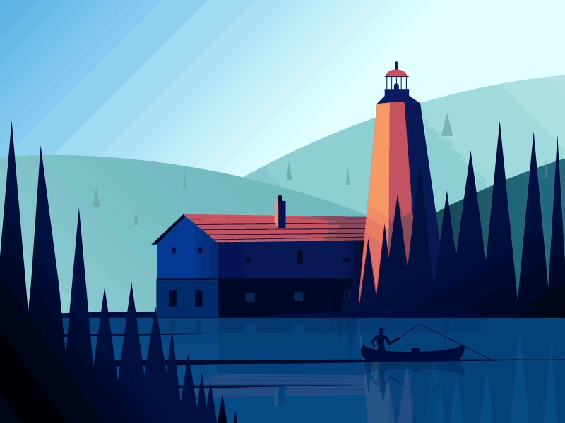 Lighthouse 2d adamosvald adobe after effects animation animator illustration lake lighthouse mograph motion design motiondesign